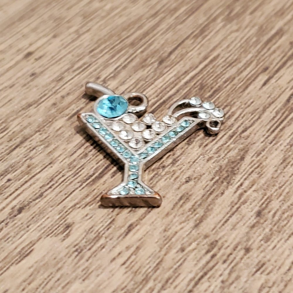 Rhinestone martini glass charm pendant